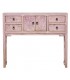 Consola oriental en madera malva decapada, con 4 cajones y 2 puertas.