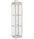 Portavelas alto de metal y cristal blanco con acabado envejecido. Mdmhogar