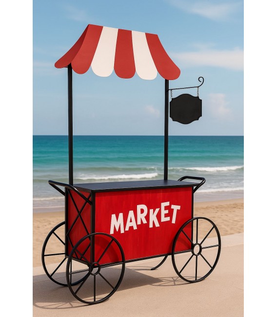 CARRO EXPOSITOR 149 X 39 X 213 LLADRO METAL Y MADERA NEGRO BLANCO Y ROJO