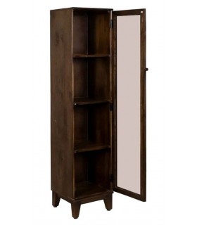 Vitrina alta de madera de mango y cristal con acabado nogal oscuro.1