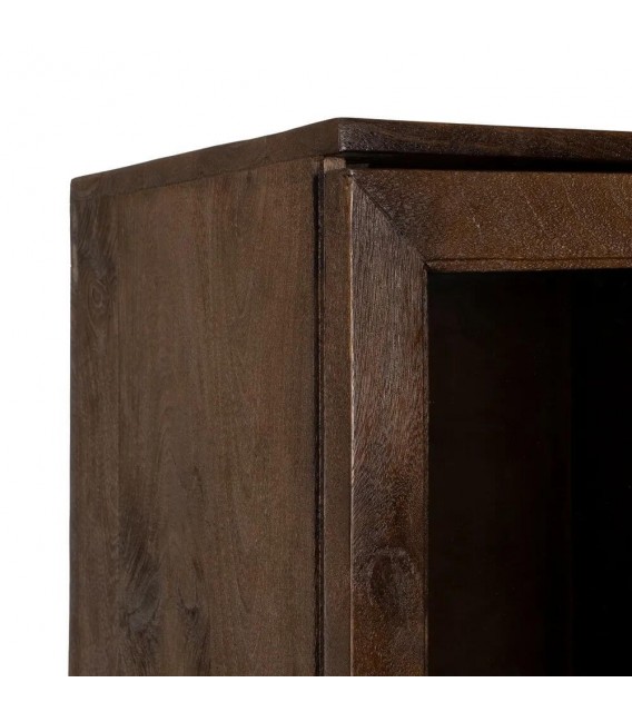 Vitrina alta de madera de mango y cristal con acabado nogal oscuro.2