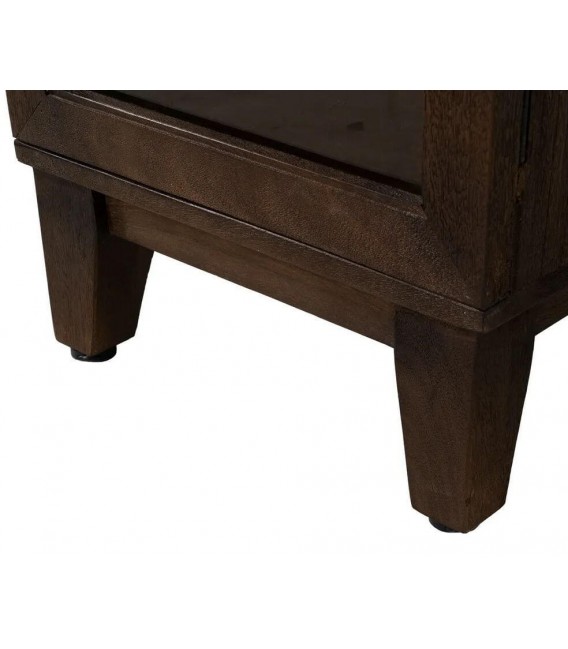 Vitrina alta de madera de mango y cristal con acabado nogal oscuro.5