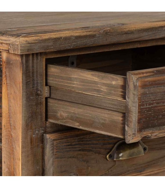 Mesita de noche de madera reciclada con 2 cajones y balda inferior.2