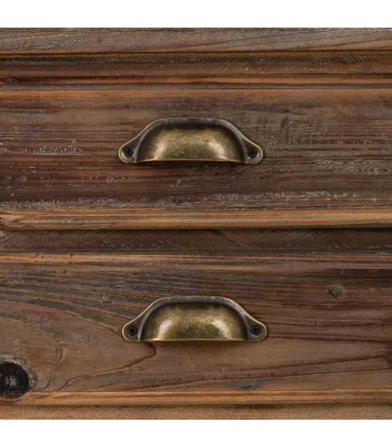 Mesita de noche de madera reciclada con 2 cajones y balda inferior.3