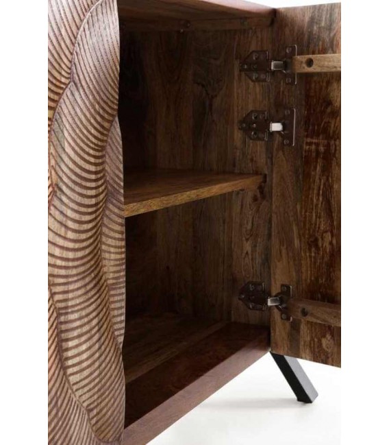 Aparador boho madera tallada patas negras. Diseño artístico y único.5