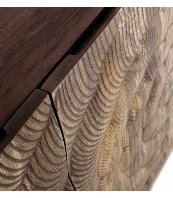 Aparador boho madera tallada patas negras. Diseño artístico y único.6