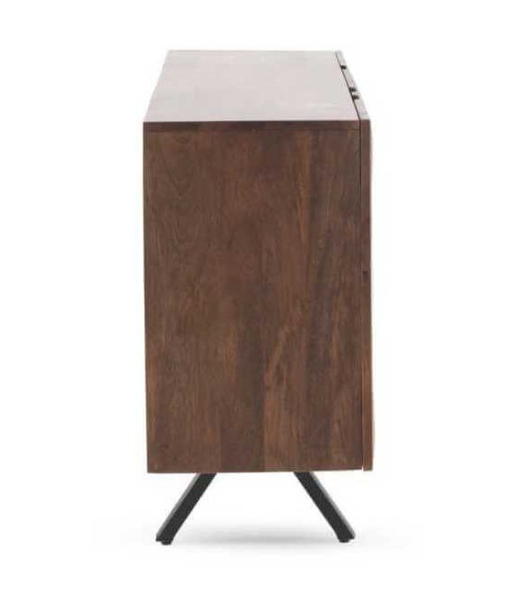 Aparador boho madera tallada patas negras. Diseño artístico y único.3