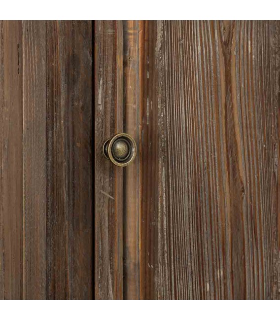 Mesita de noche rústica en madera reciclada con puerta y cajón.4