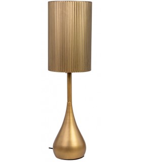 Lámpara alta dorada art decó con pantalla acanalada metálica. Mdmhogar