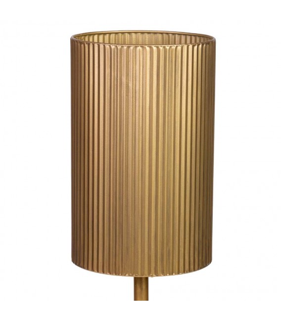 Lámpara alta dorada art decó con pantalla acanalada metálica.1