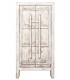 Armario alacena oriental en madera decapada blanca artesanal.