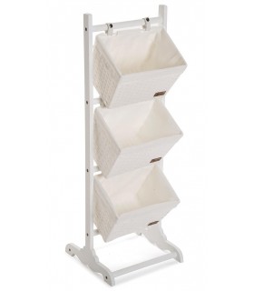 Mueble auxiliar ideal para baño, con 3 cestas, acabado blanco