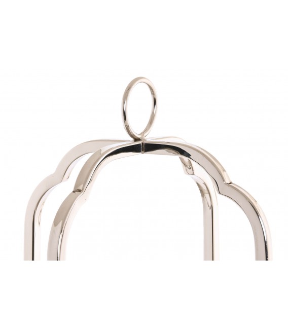 Portavelas alto de acero cromado con recipiente interior de cristal.1