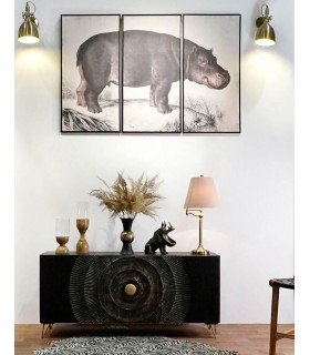 Set 3 cuadros lienzo impreso blanco y negro con marco negro fino. Mdmhogar