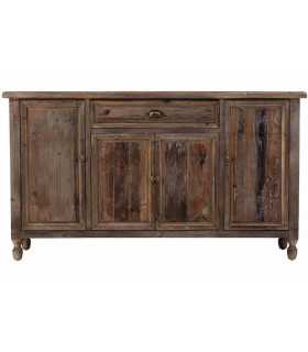 Aparador rústico de madera reciclada con 4 puertas y 1 cajón boho.