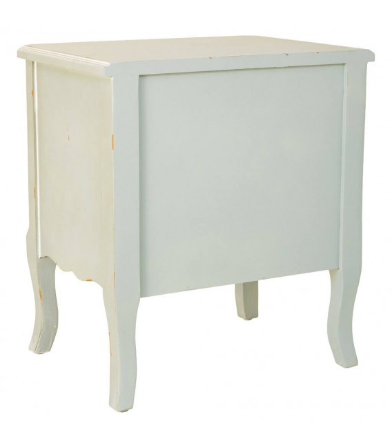 Mesita rústica verde musgo con 2 cajones y acabado envejecido. 2