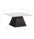 Mesa de centro moderna en piedra blanca y base negra de metal. 2