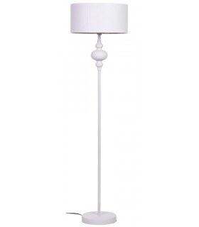 Lámpara de pie blanca con pantalla textil y base metálica elegante. 
Mdmhogar