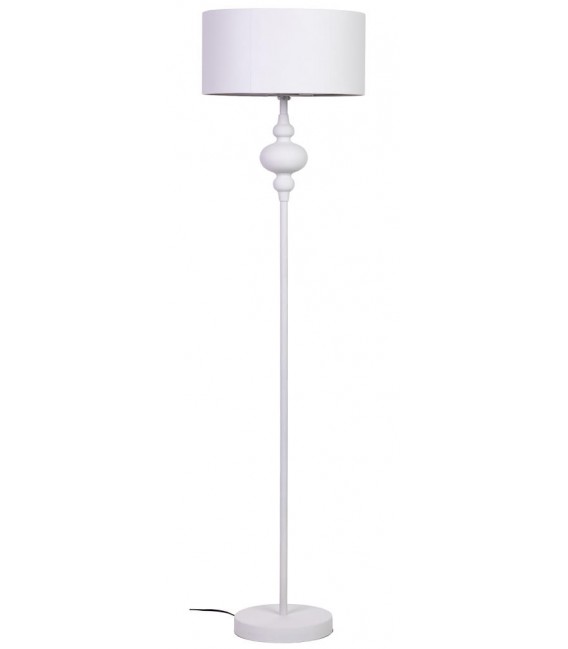 Lámpara de pie blanca con pantalla textil y base metálica elegante. 
Mdmhogar