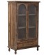 Vitrina baja de madera reciclada con puertas acristaladas y cajón. Mdmhogar