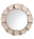 Espejo decorativo redondo con marco de metal texturizado beige. Mdmhogar
