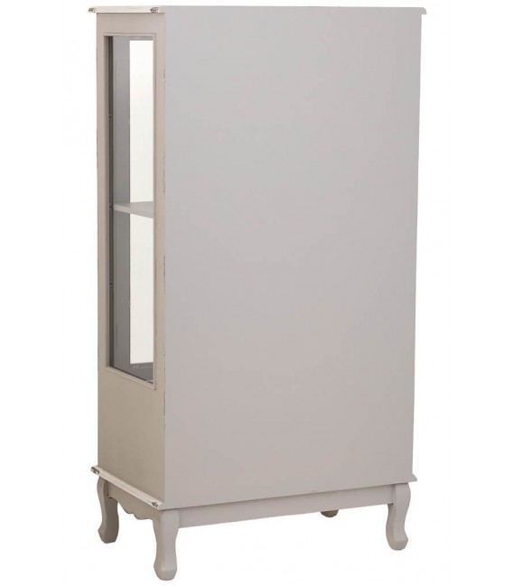 Vitrina baja de madera con puertas acristaladas y cajón en estilo vintage. 3