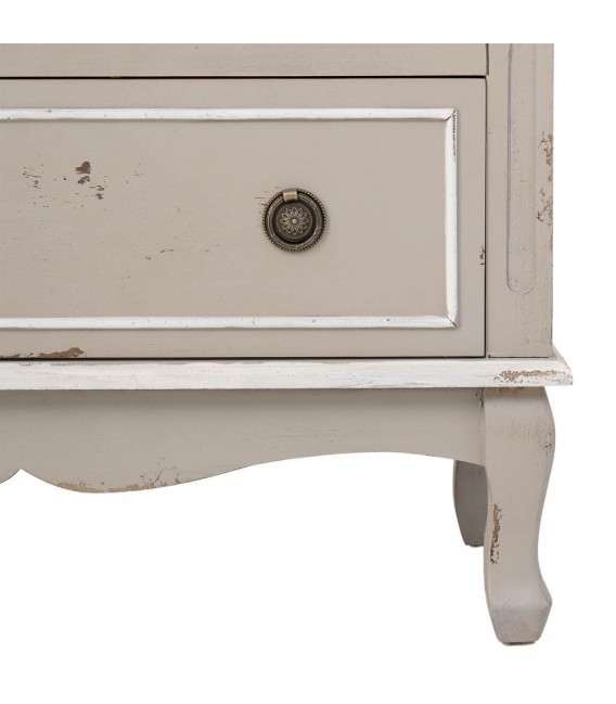 Vitrina baja de madera con puertas acristaladas y cajón en estilo vintage. 5