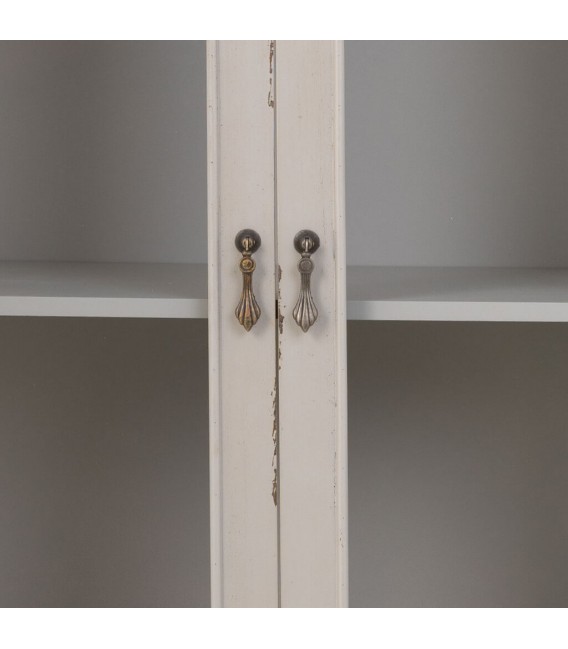 Vitrina baja de madera con puertas acristaladas y cajón en estilo vintage. 4