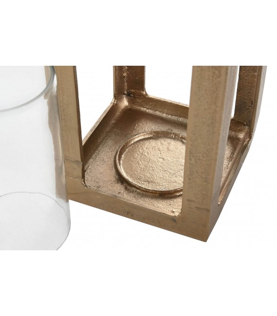 Portavelas alto de metal dorado con cristal. Estilo clásico. 2