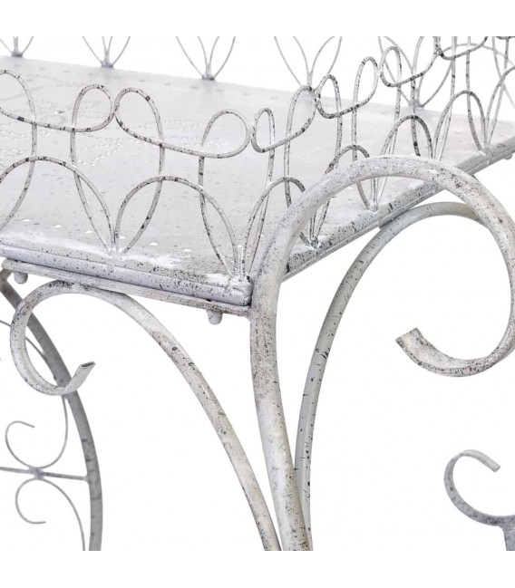 Carro expositor metálico con ruedas decorativas y acabado vintage. 4