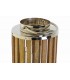Portavelas alto cilíndrico de madera y metal cromado estilo náutico. 2