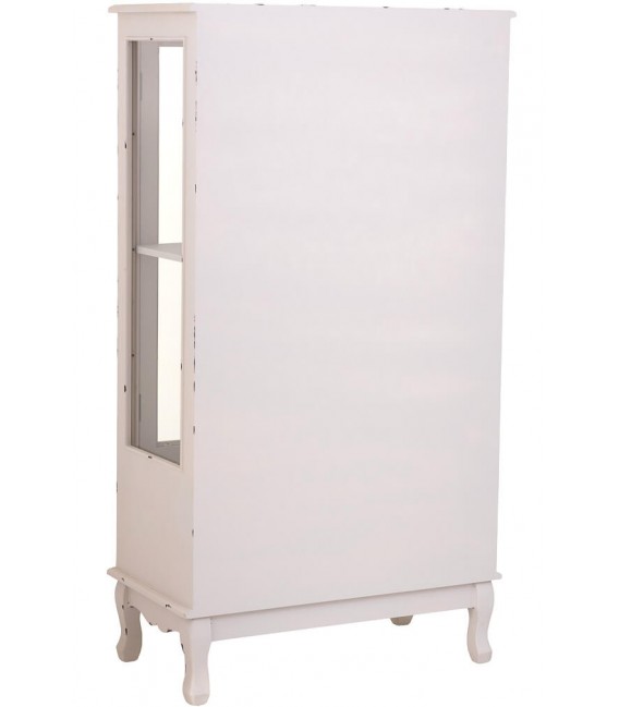Vitrina vintage blanca de madera maciza con 2 puertas y 1 cajón. 2