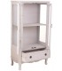 Vitrina vintage blanca de madera maciza con 2 puertas y 1 cajón. 1