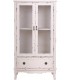 Vitrina vintage blanca de madera maciza con 2 puertas y 1 cajón.