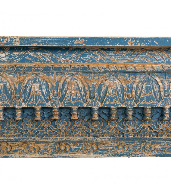 Consola oriental tallada a mano en madera de mango azul decapado.4
