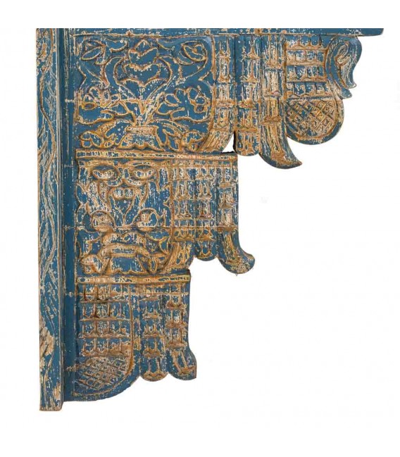 Consola oriental tallada a mano en madera de mango azul decapado.5