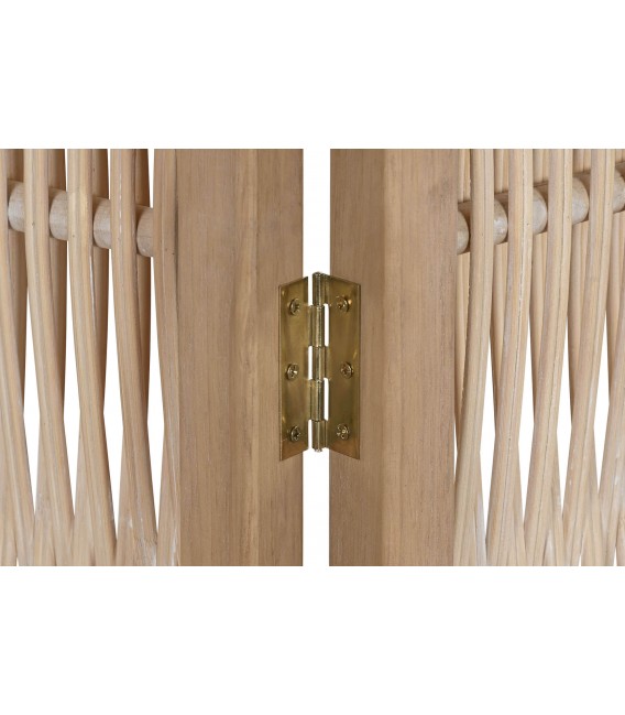 Biombo natural de 3 hojas madera de abeto y ratán estilo colonial. 2