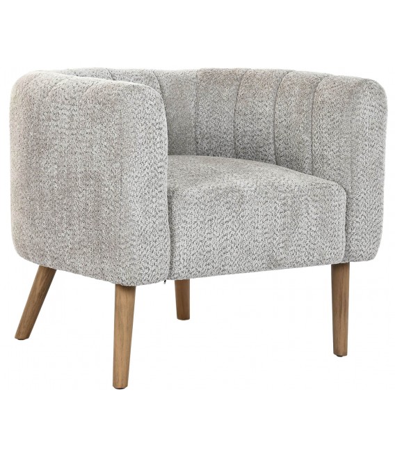 Sillón auxiliar tapizado en chenilla gris patas de madera natural. Mdmhogar