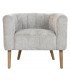 Sillón auxiliar tapizado en chenilla gris patas de madera natural.