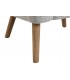 Sillón auxiliar tapizado en chenilla gris patas de madera natural. 5