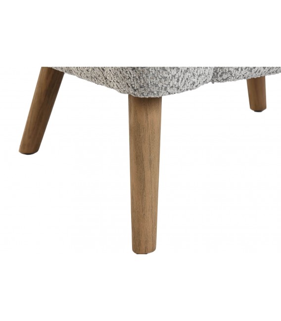 Sillón auxiliar tapizado en chenilla gris patas de madera natural. 5