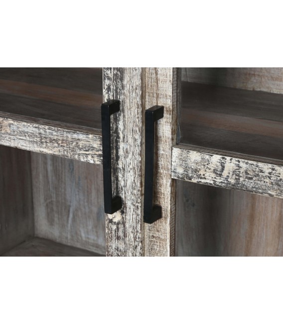 Vitrina de madera reciclada con cristal acabado blanco envejecido. 3