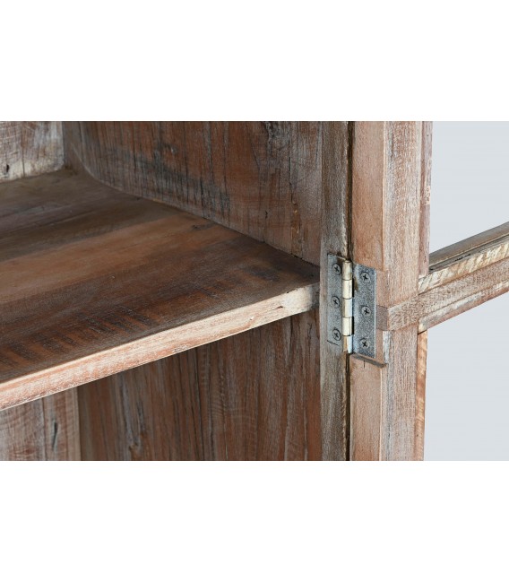 Vitrina de madera reciclada con cristal acabado blanco envejecido. 4