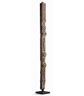 Figura XXL decorativa de madera tallada natural y base de hierro. Mdmhogar