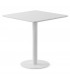 Mesa de comedor cuadrada blanca pie central metálico contemporáneo.