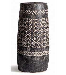 Jarrón artesanal tallado a mano en tronco de palma natural étnico.  Mdmhogar