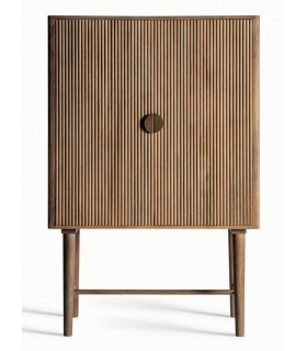 Armario alacena de mango natural con lamas y tiradores dorados. 1