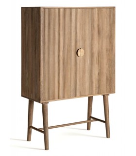 Armario alacena de mango natural con lamas y tiradores dorados. Mdmhogar