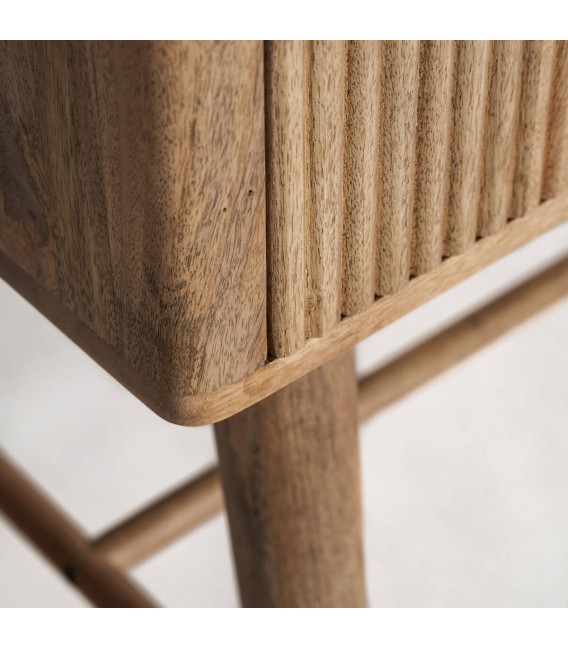 Armario alacena de mango natural con lamas y tiradores dorados. 6