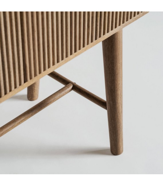 Armario alacena de mango natural con lamas y tiradores dorados. 7